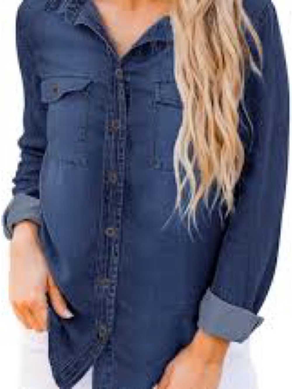 Women’s Dark Blue Denim Button-Down Shirt